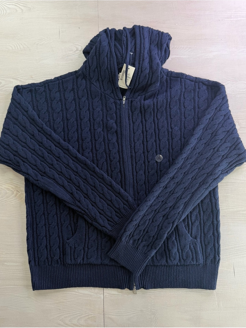 Women’s Aeropostale Navy Cable Knit Zip-Up Hoodie Sweater